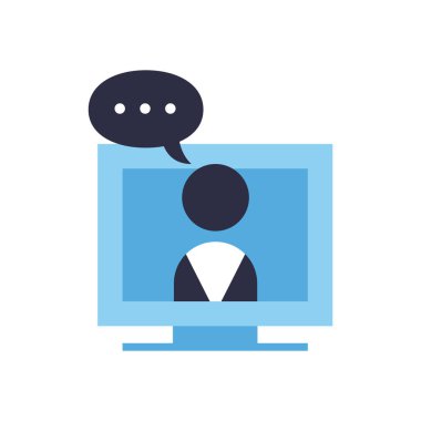 Kabarcık düz biçim ikon vektör tasarımı ile görüntülü sohbette Avatar