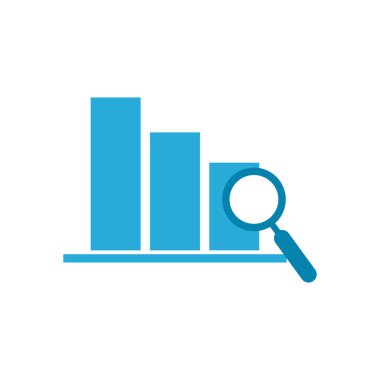 Çubuk grafikli lupe düz biçim vektör tasarımı