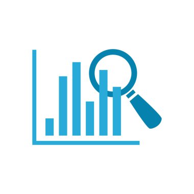 Çubuk grafikli lupe düz biçim vektör tasarımı