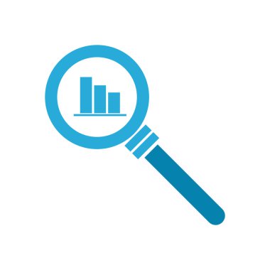 Çubuk grafikli lupe düz biçim vektör tasarımı