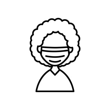 Tıbbi maske simgesi olan avatar kadın, satır biçimi