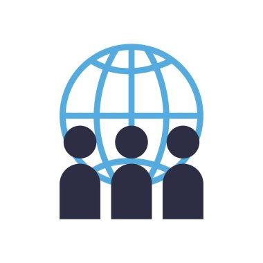 Avatarların düz biçim vektör tasarımına sahip küresel küre