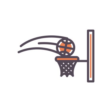 Basket topu ve halka çizgisi ve biçim ikonu vektör tasarımı