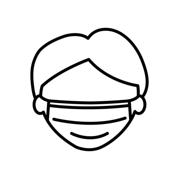 Аватар обличчя в медичній масці значок, стиль лінії — стоковий вектор
