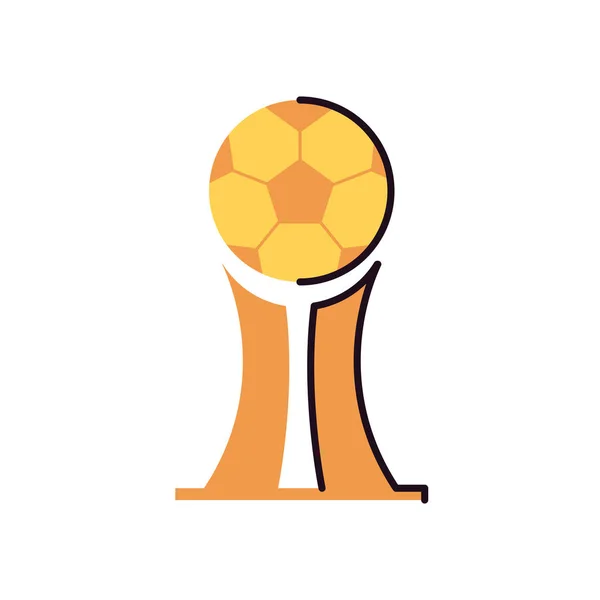 Linea trofeo pallone da calcio e design vettoriale icona stile di riempimento — Vettoriale Stock