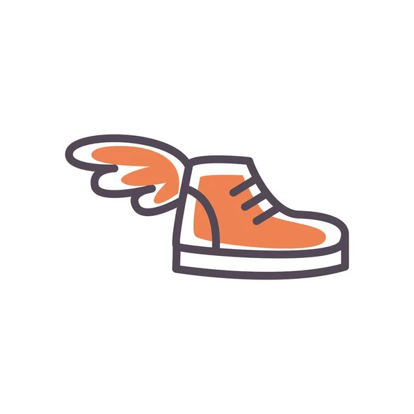 Zapato deportivo con línea de ala y diseño de vector icono de estilo de relleno — Vector de stock