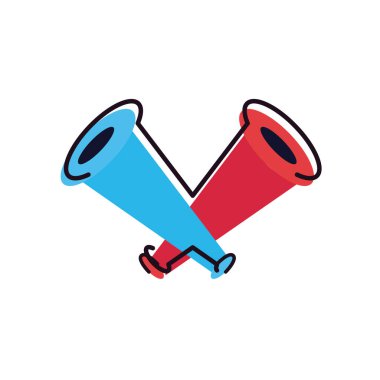 Futbol trompetleri çizgi ve biçim ikonu vektör tasarımını doldurur