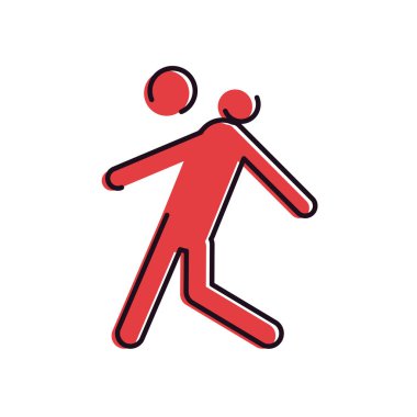 Top çizgisi ve biçim ikonu vektör tasarımına sahip futbolcu