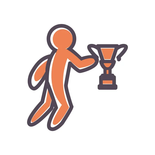 Persona avatar con la línea de trofeos y el estilo de relleno icono de diseño vectorial — Vector de stock