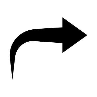 eğilmiş sağ ok simgesi, siluet biçimi