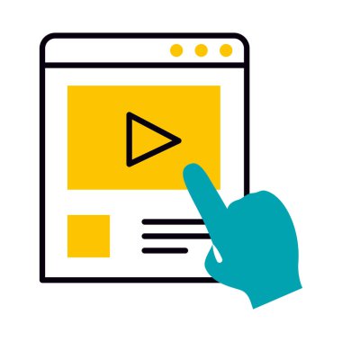 Web sayfası penceresi ve el imleç simgesi, yarım satır yarı renk