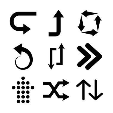 noktalı ok ve ok simgesi seti, siluet biçimi