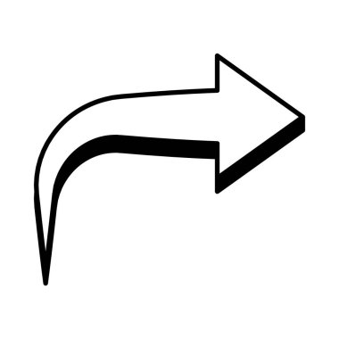 eğilmiş sağ ok simgesi, satır biçimi