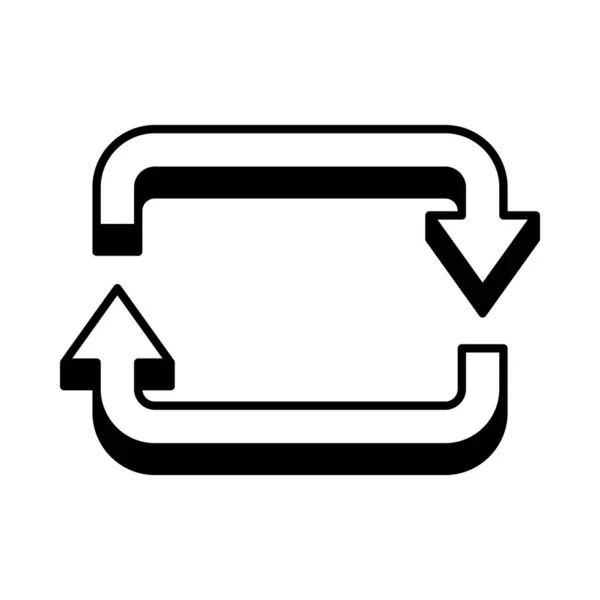 Čtvercová ikona synchronizace šipek, styl čáry — Stockový vektor