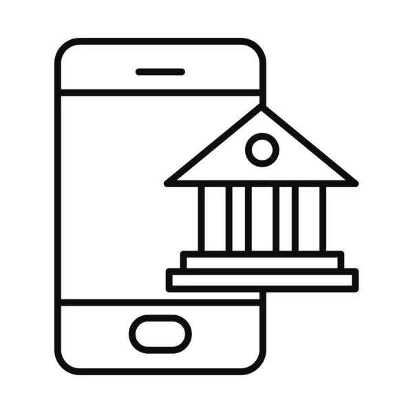 Teléfono inteligente y el icono del edificio académico, estilo de línea — Vector de stock