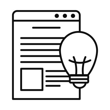 Web sayfası penceresi ve ampul ışığı simgesi, satır biçimi