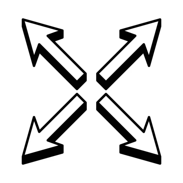 Diagonální čtyři šipky ikona, styl čáry — Stockový vektor