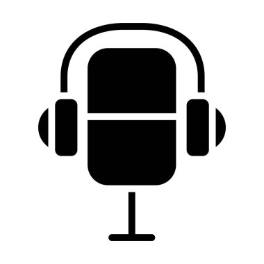 Kulaklık simgesi, siluet tarzı retro mikrofon