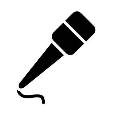 Kablo simgesi olan mikrofon, siluet biçimi