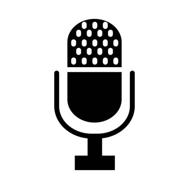 Klasik retro mikrofon simgesi, siluet biçimi