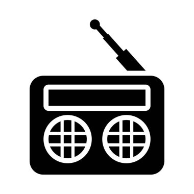 Retro radyo simgesi, siluet biçimi