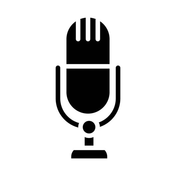 Icono de micrófono clásico, estilo de silueta — Vector de stock
