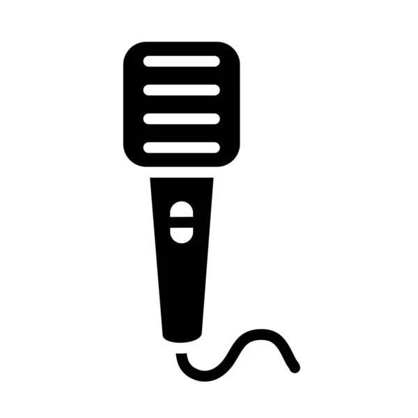 Microphone rétro avec icône de cordon, style silhouette — Image vectorielle