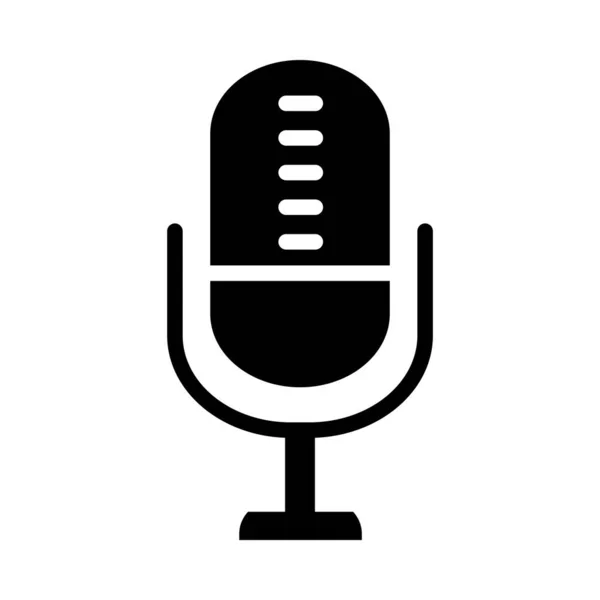 Icono de micrófono retro, estilo de silueta — Vector de stock