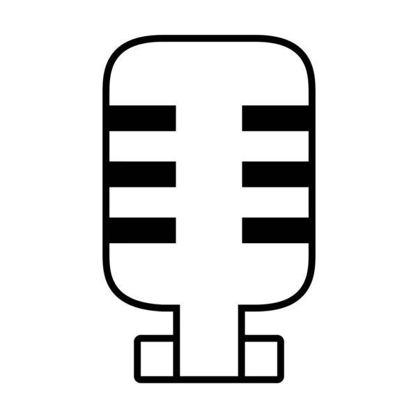 Retro mikrofon ikon, vonalstílus — Stock Vector