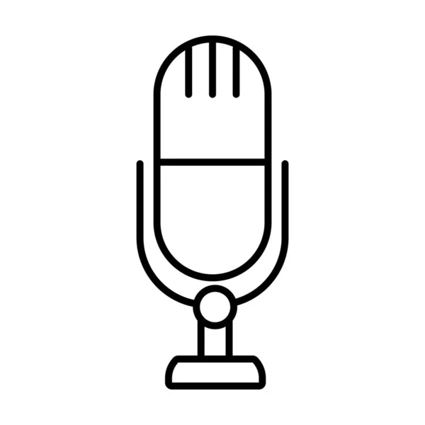 Icono de micrófono clásico, estilo de línea — Vector de stock