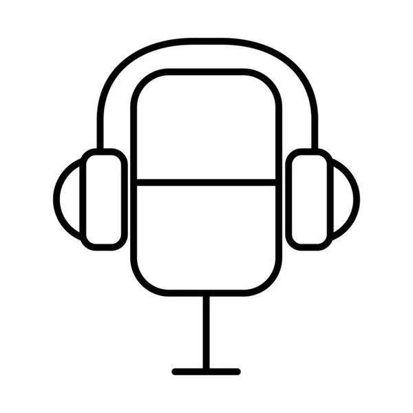 Micrófono retro con icono de auriculares, estilo de línea — Vector de stock