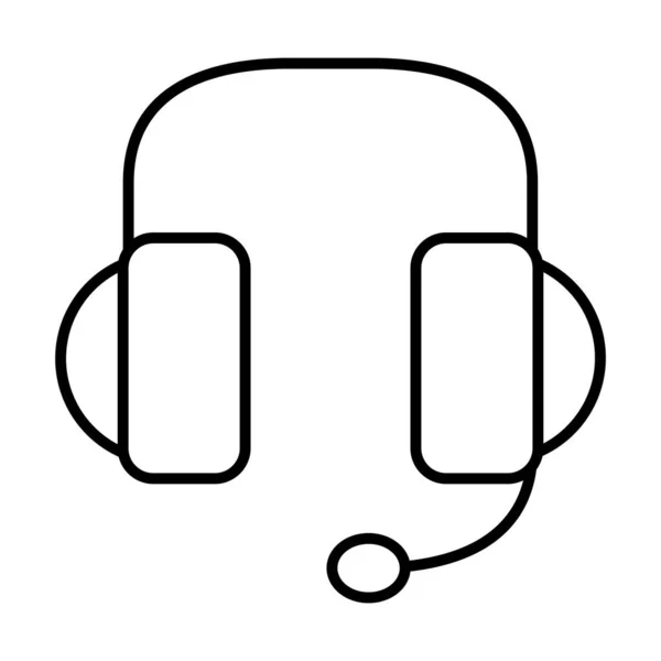 Auriculares con icono de micrófono, estilo de línea — Vector de stock