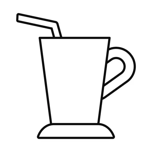 Tasse mit Strohsymbol, Linienstil — Stockvektor