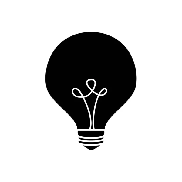 Luz da lâmpada em forma de globo, estilo silhueta — Vetor de Stock