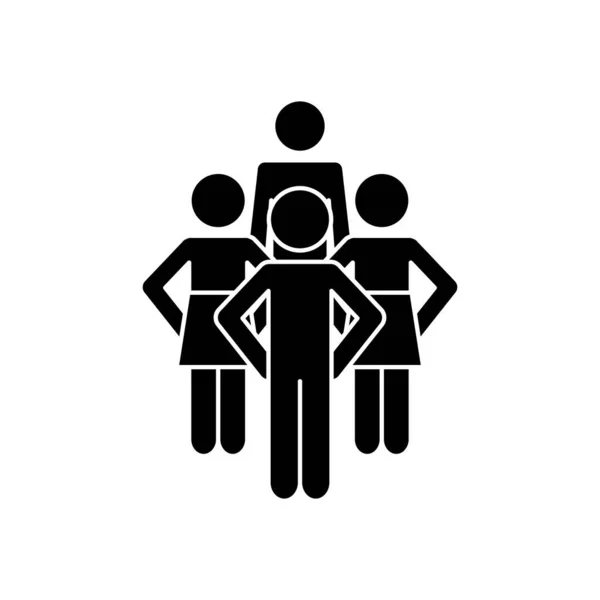 Pictograma hombre con mujeres alrededor, estilo silueta — Vector de stock