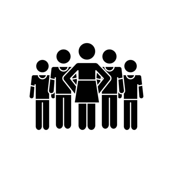 Groep pictogrammen vrouw en mannen pictogram, silhouet stijl — Stockvector