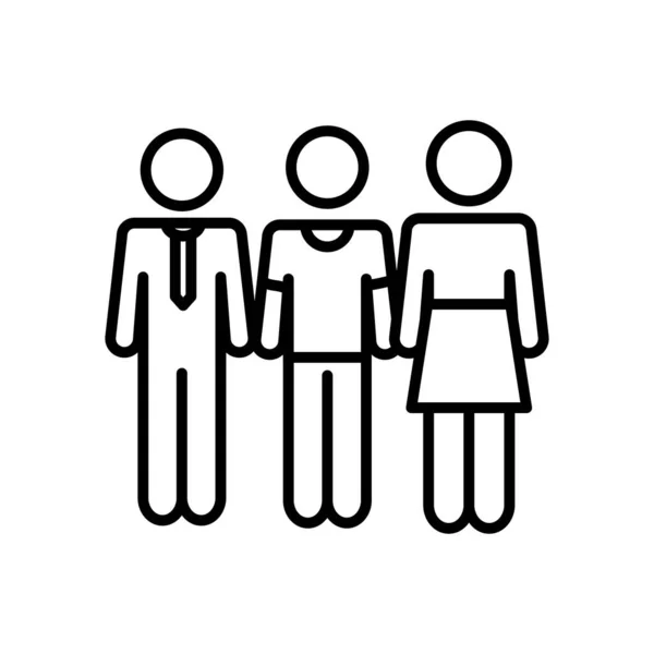 Biznesmen piktogram stojący z mężczyzną i kobietą obok, styl linii — Wektor stockowy