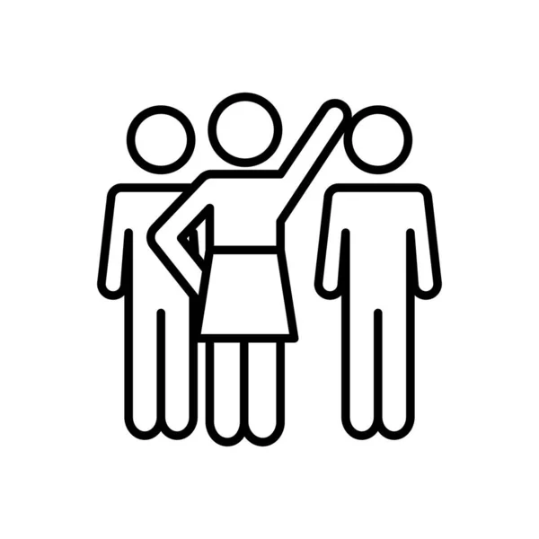 Пиктограмма мужчины и женщины размахивая, стиль линии — стоковый вектор
