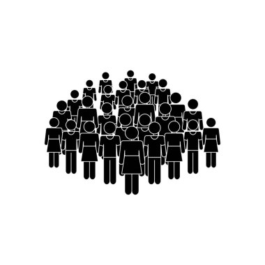 pictogram insanlar kalabalık simgesi, siluet tarzı