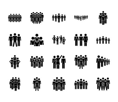 pictogram kadın ve insanlar simge seti, siluet biçimi