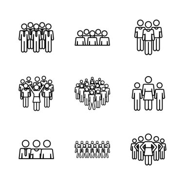 pictogram işadamları ve insanlar simge seti, satır biçimi