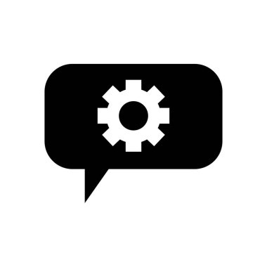 konuşma balonu dişli tekerlek simgesi, siluet biçimi