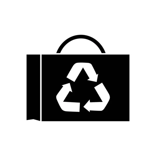 Mallette avec icône symbole de recyclage, style silhouette — Image vectorielle