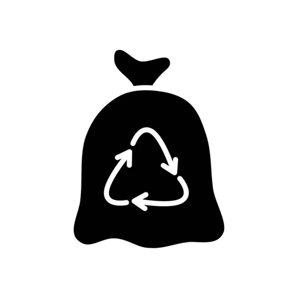 Ícone de saco de reciclagem, estilo silhueta —  Vetores de Stock