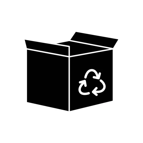 Caixa com ícone de símbolo de reciclagem, estilo de silhueta —  Vetores de Stock