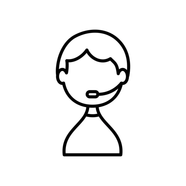 Avatar man z ikoną zestawu słuchawkowego, styl linii — Wektor stockowy