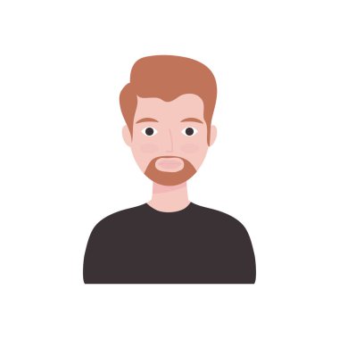 Sakallı çizgi film adamı, düz stil.