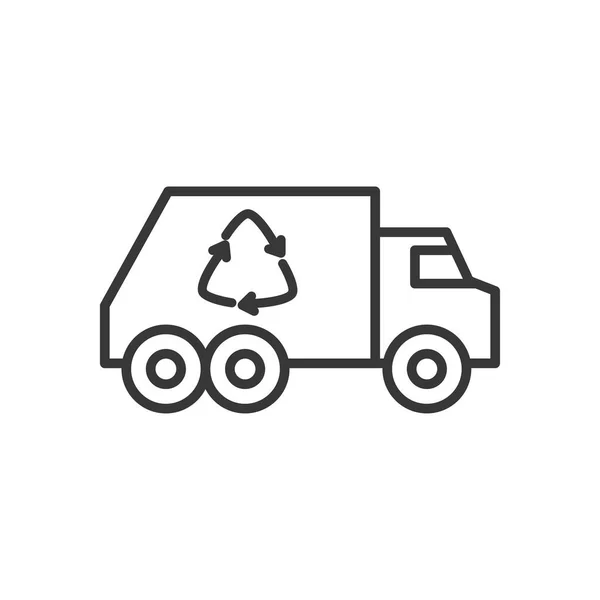 Recycling truck icon, line style — Stock Vector