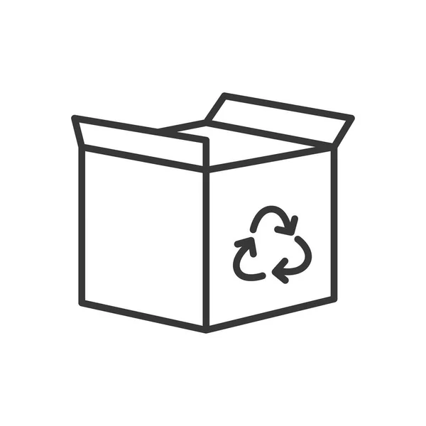 Caja con icono de símbolo de reciclaje, estilo de línea — Archivo Imágenes Vectoriales