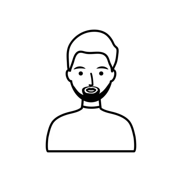 Cartoon junger Mann mit Bart, Linienstil — Stockvektor